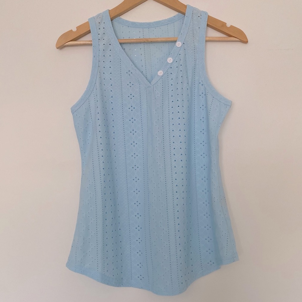NWOT | SHEIN Eyelet Tank Top | S | Baby Blue